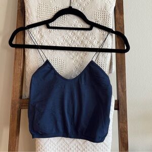 Free People Intimately Navy Blue Scoop Neck Cropped Tank Top